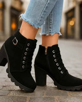 Damen Schnürstiefeletten in Schwarz