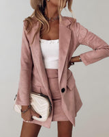 Damen Set mit Blazer und Minirock in Rosa