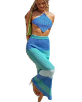 Damen Set mit Haltertop und Maxirock in Blau