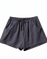 Damen-Shorts mit hohem Bund, Kordelzug und Seitentaschen in Dunkelblau