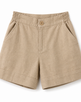 Damen Shorts mit hohem Bund und elastischem Rückenbund sowie Knopfverschluss in Khaki