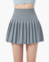Damen Skort mit hohem Bund, Faltenstruktur und elastischem Bund in Grau