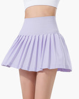 Damen Skort mit hohem Bund, Faltenstruktur und elastischem Bund in Hellrosa