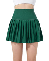 Damen Skort mit hohem Bund, Faltenstruktur und elastischem Bund in Dunkelgrün