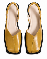 Damen Slingback Flache Schuhe mit Quadratischer Spitze in Olivgrün