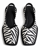 Damen Slingback Flache Schuhe mit Quadratischer Spitze in Leopard