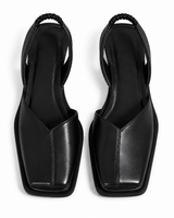 Damen Slingback Flache Schuhe mit Quadratischer Spitze in Schwarz