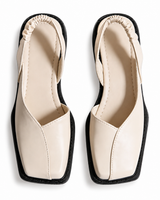 Damen Slingback Flache Schuhe mit Quadratischer Spitze in Beige