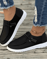 Damen Slip-On Schuhe Flach in Schwarz