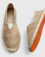 Damen Slipper im Espadrille Stil mit Geflochtenem Sohlenrand in Khaki