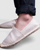 Damen Slipper im Espadrille Stil mit Geflochtenem Sohlenrand in Beige