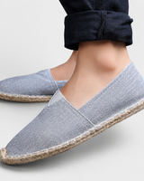 Damen Slipper im Espadrille Stil mit Geflochtenem Sohlenrand in Himmelblau