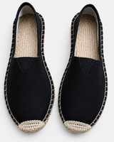 Damen Slipper im Espadrille Stil mit Geflochtenem Sohlenrand in Schwarz