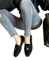 Damen-Slipper mit Quasten-Detail und flacher Sohle in Schwarz