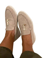 Damen-Slipper mit Quasten-Detail und flacher Sohle in Beige