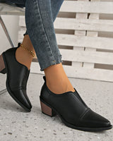 Damen Slipper-Schuhe mit Niedrigem Blockabsatz und Nahtdetail in Schwarz