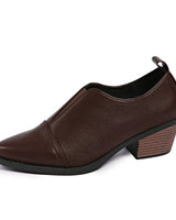 Damen Slipper-Schuhe mit Niedrigem Blockabsatz und Nahtdetail in Niemiecki