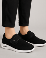 Damen Sneaker Mit Komfortsohle Und Klettverschluss in Schwarz