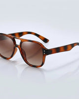 Damen-Sonnenbrille im Aviator-Stil mit Doppelsteg in Braunes Schildpatt