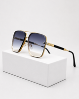 Damen Sonnenbrille mit Aviator-Rahmen und Doppelsteg aus Metall in Grau