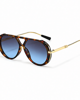 Damen Sonnenbrille mit runden Gläsern und schlanken Bügeln in Blau