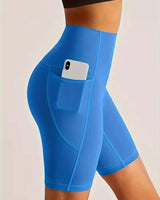 Damen Sport-Leggings Shorts mit Tasche in Königsblau