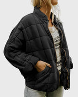 Luisa | Damen Steppjacke gesteppt mit Reißverschluss Regular Fit Übergangsjacke in Schwarz