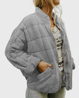 Luisa | Damen Steppjacke gesteppt mit Reißverschluss Regular Fit Übergangsjacke in Grau