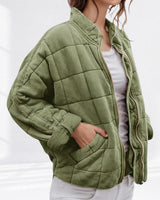 Luisa | Damen Steppjacke gesteppt mit Reißverschluss Regular Fit Übergangsjacke in Salbeigrün