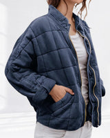 Luisa | Damen Steppjacke gesteppt mit Reißverschluss Regular Fit Übergangsjacke in Marineblau