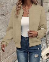 Nora | Damen Steppjacke leichte Zip-Up Jacke mit Strukturmuster in Khaki