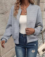 Nora | Damen Steppjacke leichte Zip-Up Jacke mit Strukturmuster in Grau