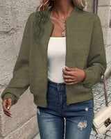Nora | Damen Steppjacke leichte Zip-Up Jacke mit Strukturmuster in Olivgrün