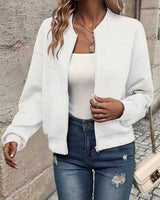 Nora | Damen Steppjacke leichte Zip-Up Jacke mit Strukturmuster in Weiß