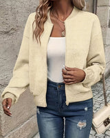 Nora | Damen Steppjacke leichte Zip-Up Jacke mit Strukturmuster in Aprikose