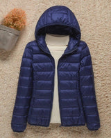 Amelie | Damen Steppjacke mit Kapuze ultraleichte gefütterte Übergangsjacke in Marineblau