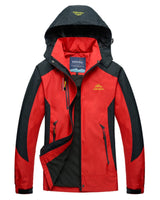 Sophie | Damen Steppjacke wasserdichte Outdoorjacke mit Kapuze in Rot
