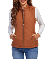 Leonie | Damen Steppweste leicht gefütterte Puffer Vest Women Reißverschluss in Khaki