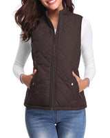 Leonie | Damen Steppweste leicht gefütterte Puffer Vest Women Reißverschluss in Braun