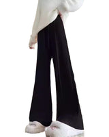 Damen Strickhose mit weitem Bein und elastischem Bund in Schwarz