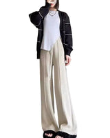 Damen Strickhose mit weitem Bein und elastischem Bund in Beige