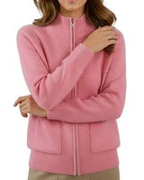 Damen Strickjacke mit Reißverschluss und aufgesetzten Taschen in Hellrosa