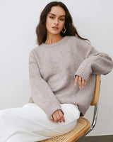 Damen Strickpullover mit Rundhalsausschnitt in Grau