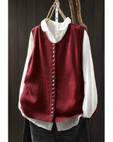 Annika | Damen Strickweste mit Knopfleiste lockerem Schnitt Rundhals in Rot