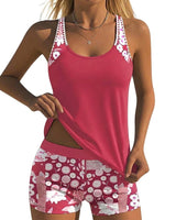 Damen Tankini Set mit Ringerrücken Top und Shorts mit floralem Muster in Rosa