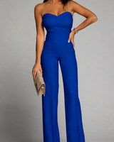 Damen trägerloser Jumpsuit mit herzförmigem Ausschnitt und weitem Bein in Marineblau