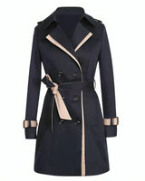 Damen Trenchcoat mit doppelter Knopfreihe und Gürtel in Black