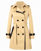 Damen Trenchcoat mit doppelter Knopfreihe und Gürtel in Beige