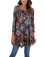 Elisabeth | Damen Tunika mit buntem Mandala-Druck 3/4-Arm ausgestellt in A2