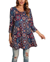 Elisabeth | Damen Tunika mit buntem Mandala-Druck 3/4-Arm ausgestellt in 11